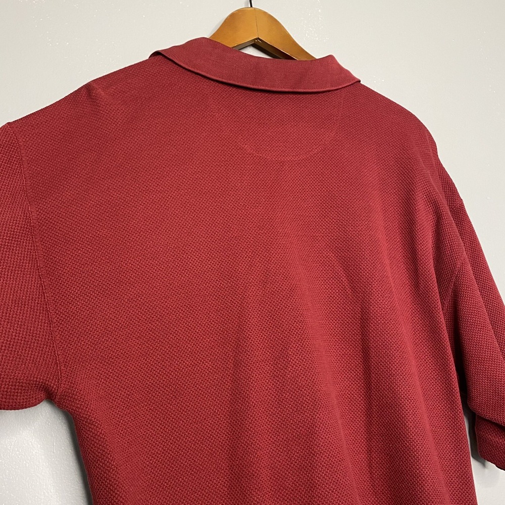 Tommy Bahama Dark Red Waffle Knit Cotton Silk Blend Golf Polo Shirt Size L - Picture 4 of 10